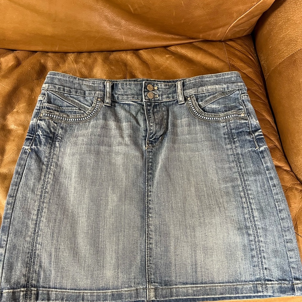 White House Black Market denim mini skirt